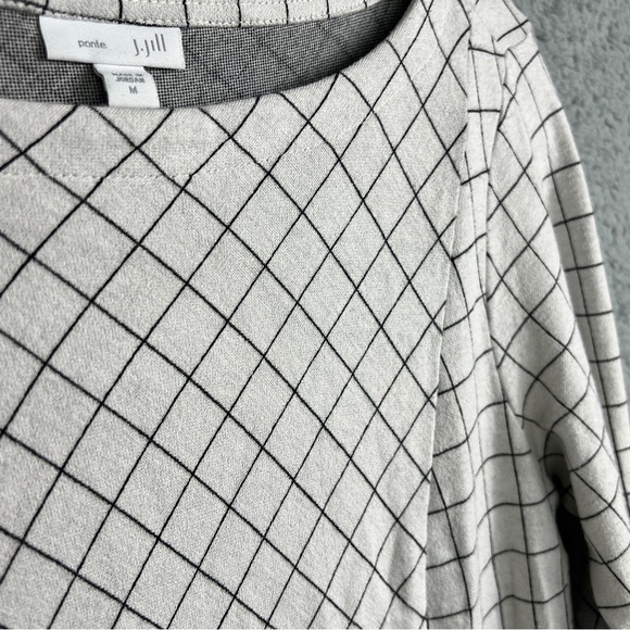 J.Jill Ponte Knit Tunic Top Off White/Black Stretch Size Medium - Picture 3 of 9